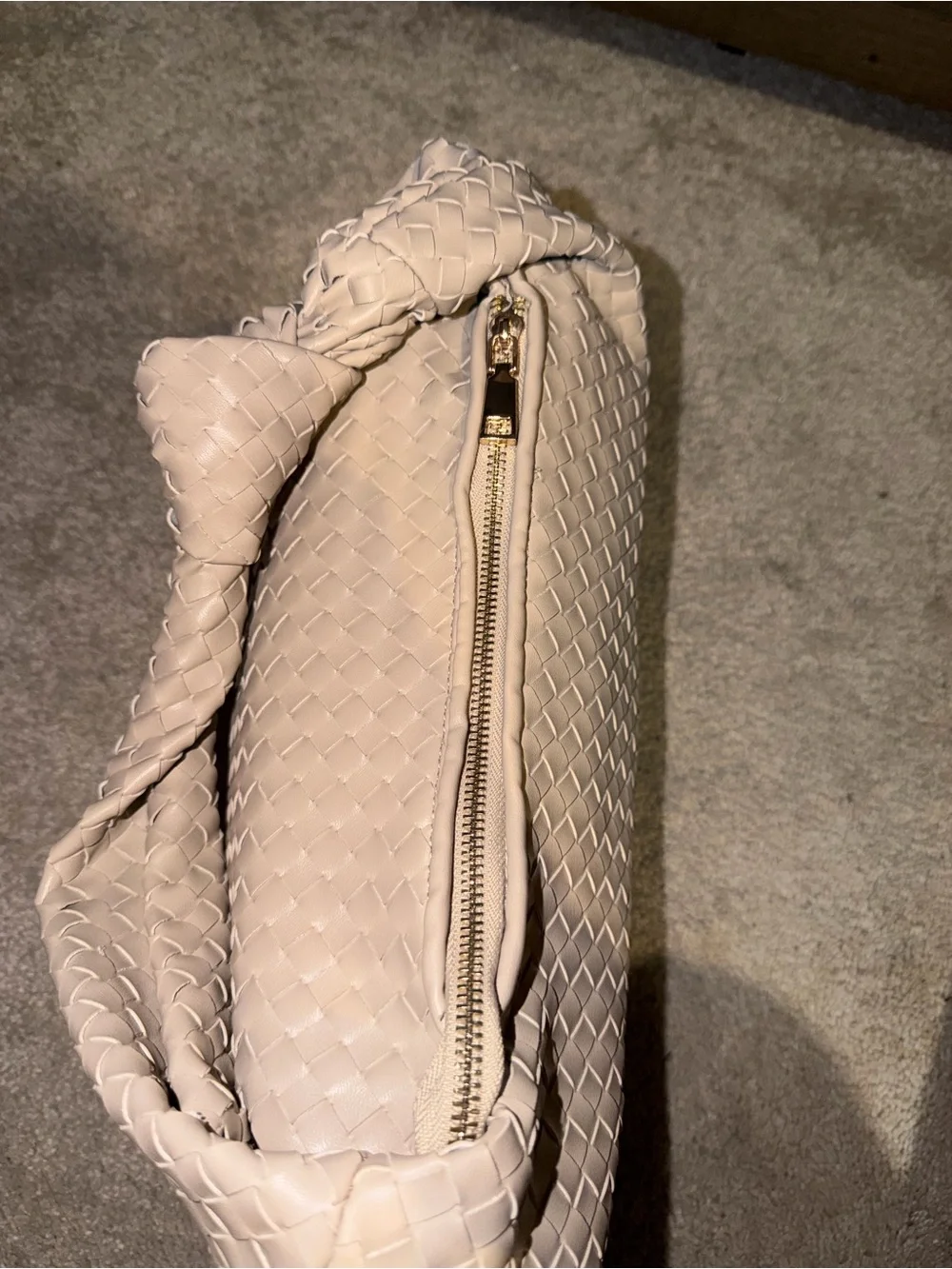 Melie Bianco Woven Hobo Bag in Light Beige